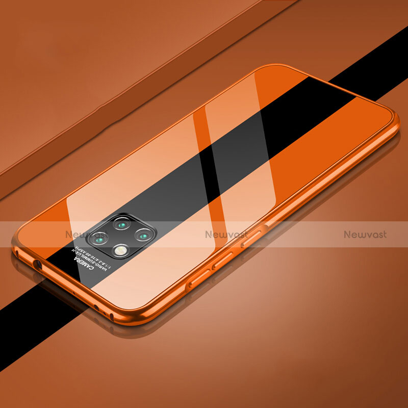 Luxury Aluminum Metal Frame Mirror Cover Case 360 Degrees T03 for Huawei Mate 20 Pro Orange