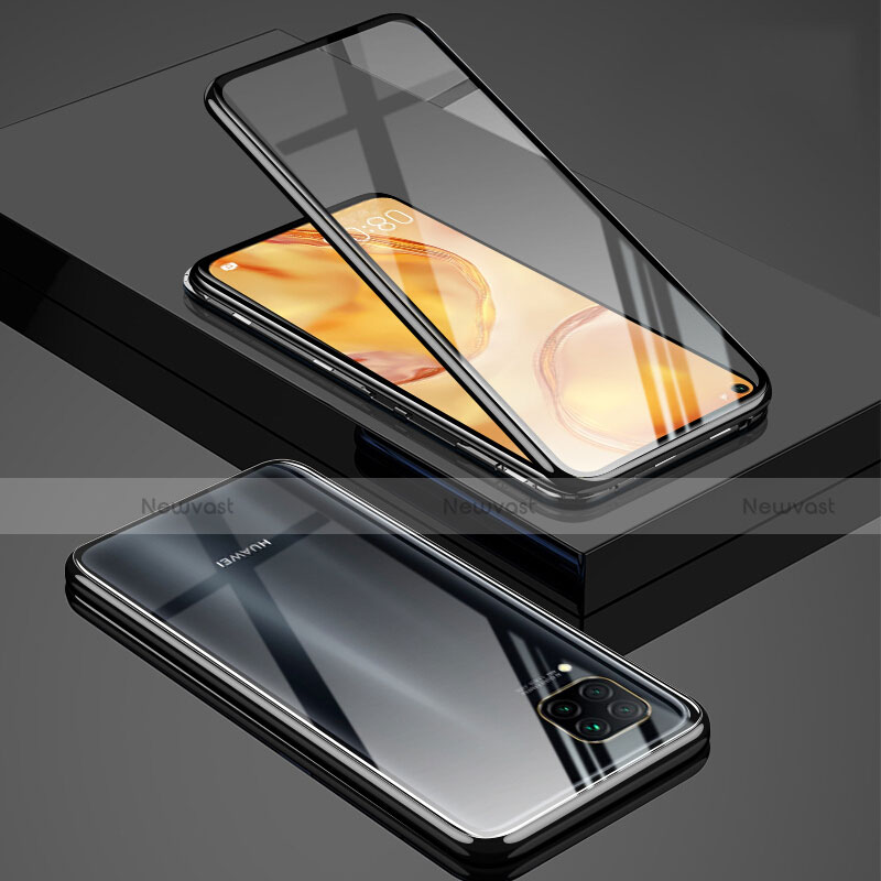 Luxury Aluminum Metal Frame Mirror Cover Case 360 Degrees T03 for Huawei P40 Lite Black