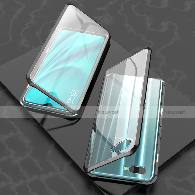 Luxury Aluminum Metal Frame Mirror Cover Case 360 Degrees T03 for Oppo R15X Black