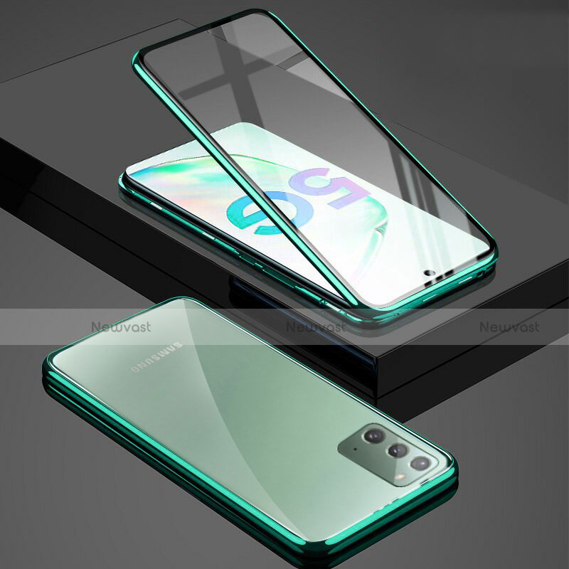 Luxury Aluminum Metal Frame Mirror Cover Case 360 Degrees T03 for Samsung Galaxy Note 20 5G Green