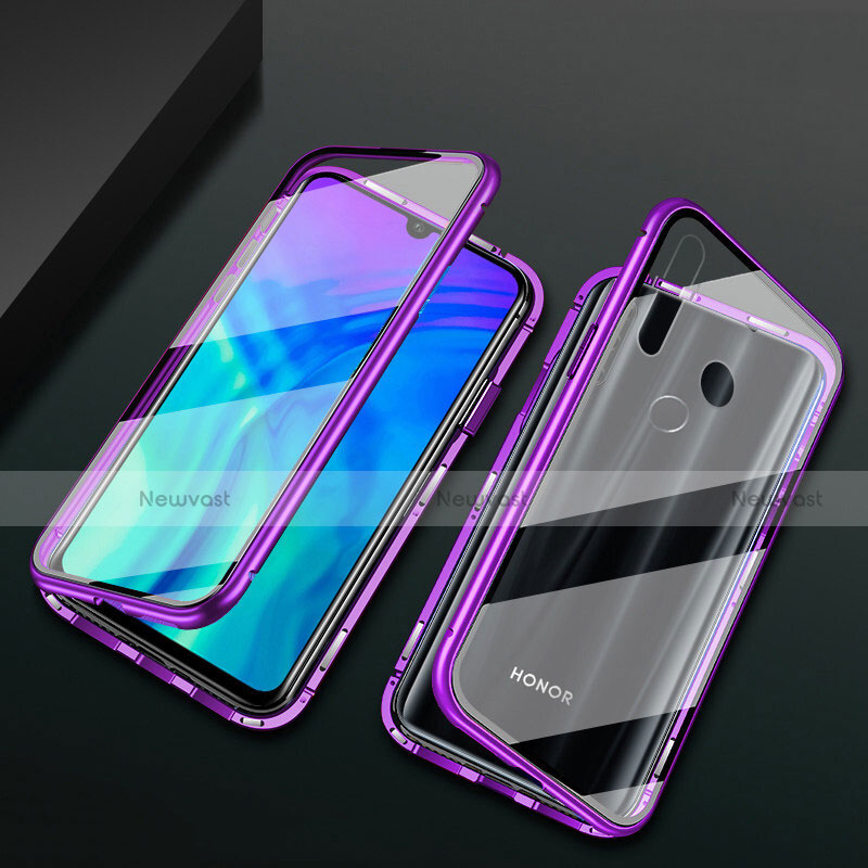 Luxury Aluminum Metal Frame Mirror Cover Case 360 Degrees T04 for Huawei Honor 20 Lite Purple