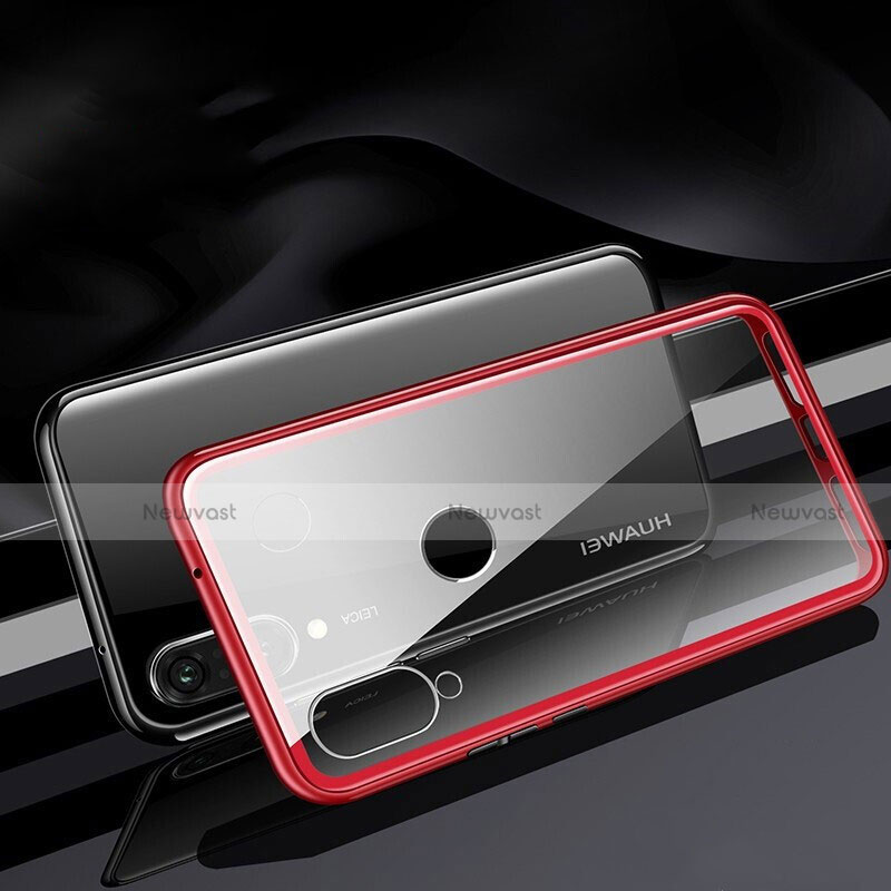 Luxury Aluminum Metal Frame Mirror Cover Case 360 Degrees T04 for Huawei Nova 4e Red