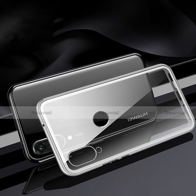 Luxury Aluminum Metal Frame Mirror Cover Case 360 Degrees T04 for Huawei Nova 4e White