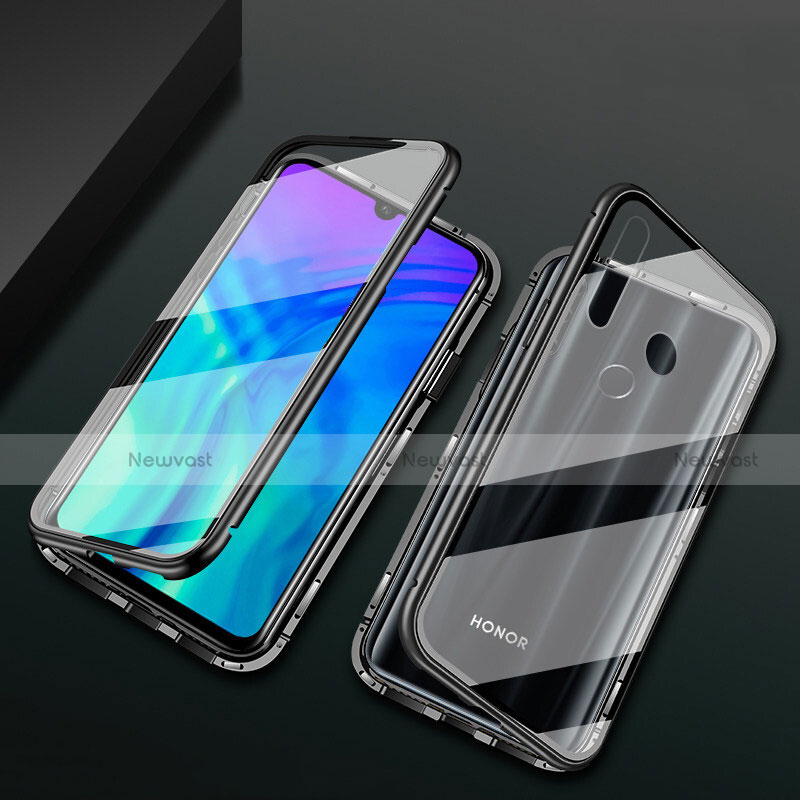 Luxury Aluminum Metal Frame Mirror Cover Case 360 Degrees T04 for Huawei P Smart+ Plus (2019) Black
