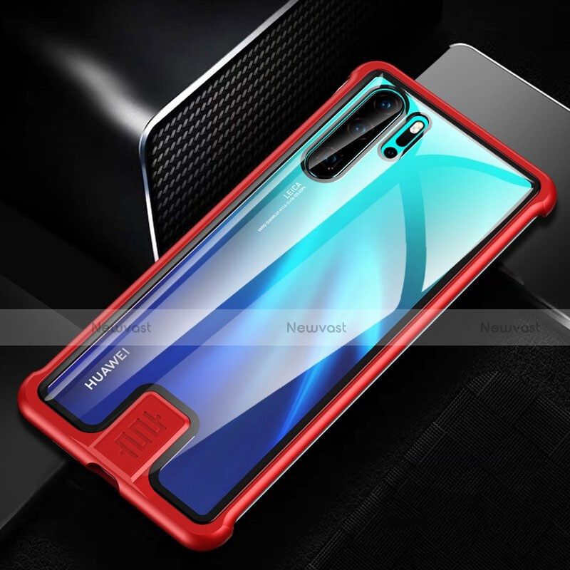 Luxury Aluminum Metal Frame Mirror Cover Case 360 Degrees T04 for Huawei P30 Pro Red