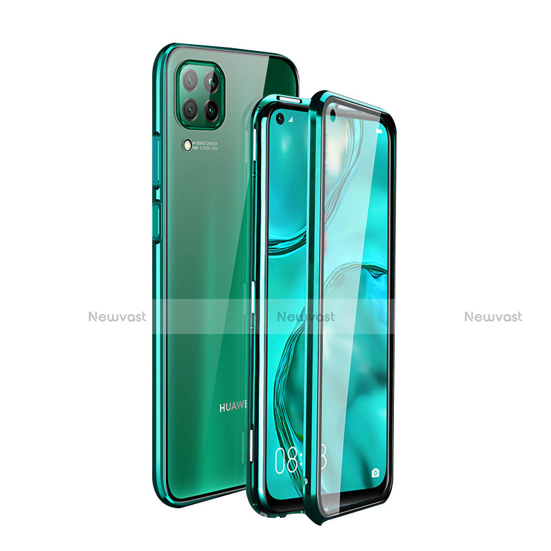 Luxury Aluminum Metal Frame Mirror Cover Case 360 Degrees T04 for Huawei P40 Lite Green