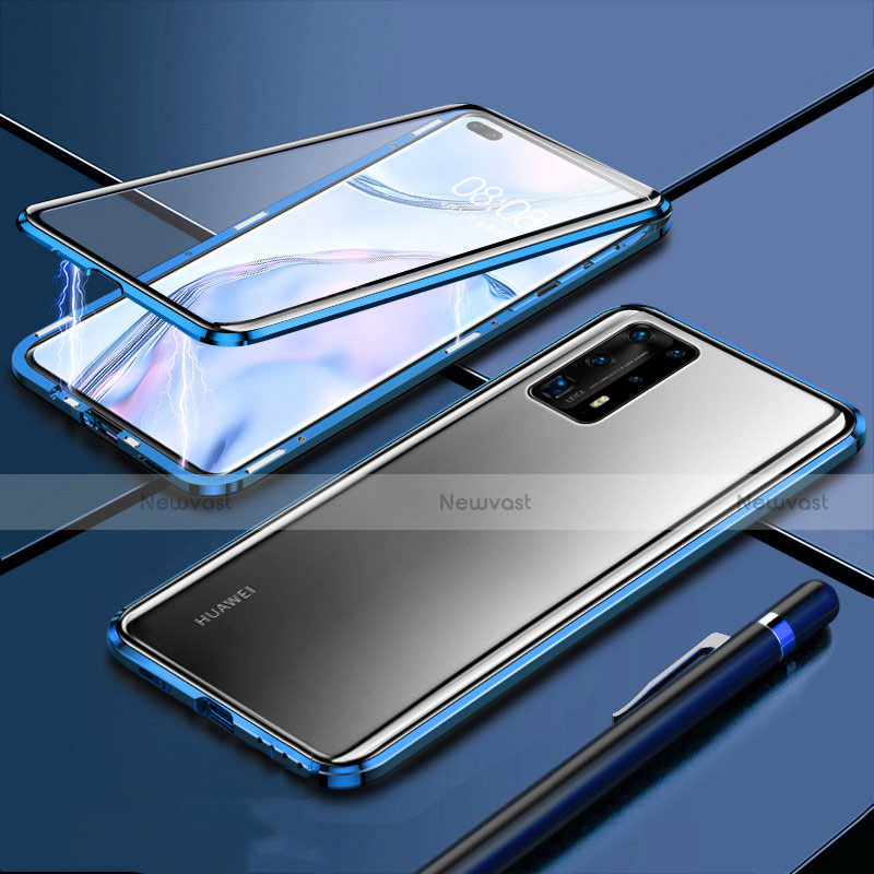 Luxury Aluminum Metal Frame Mirror Cover Case 360 Degrees T04 for Huawei P40 Pro+ Plus
