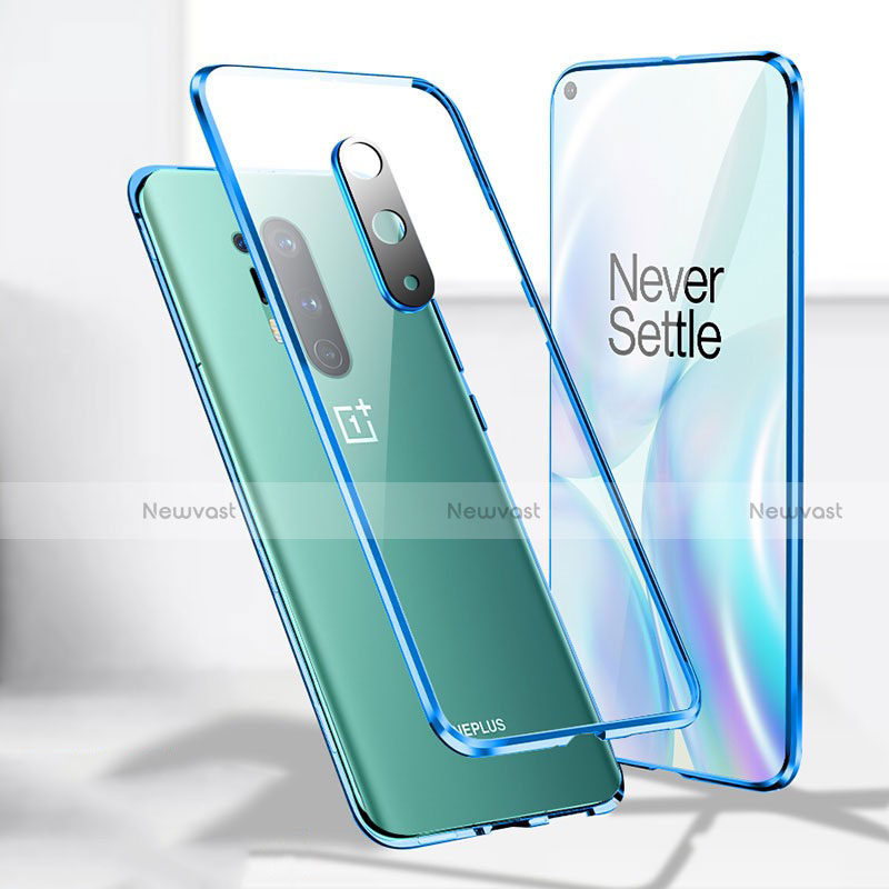 Luxury Aluminum Metal Frame Mirror Cover Case 360 Degrees T04 for OnePlus 8 Pro