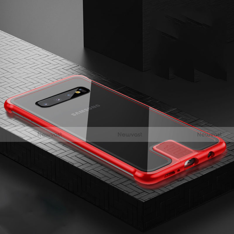 Luxury Aluminum Metal Frame Mirror Cover Case 360 Degrees T04 for Samsung Galaxy S10 Plus Red