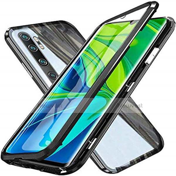 Luxury Aluminum Metal Frame Mirror Cover Case 360 Degrees T04 for Xiaomi Mi Note 10 Black