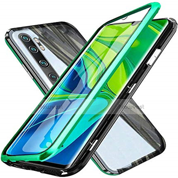 Luxury Aluminum Metal Frame Mirror Cover Case 360 Degrees T04 for Xiaomi Mi Note 10 Pro Green