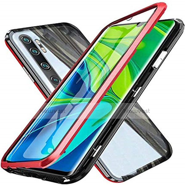 Luxury Aluminum Metal Frame Mirror Cover Case 360 Degrees T04 for Xiaomi Mi Note 10 Red