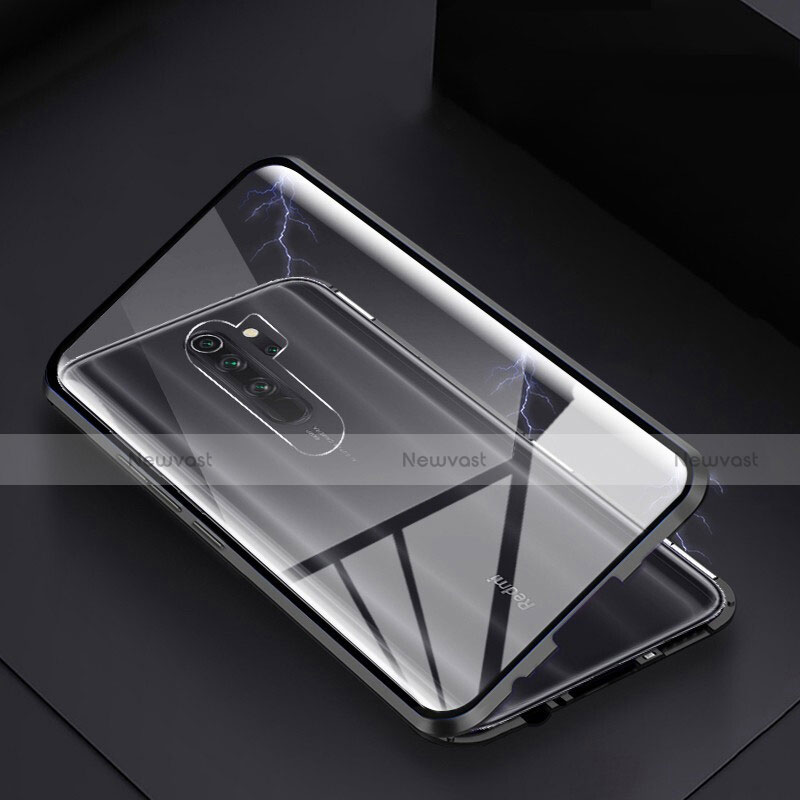 Luxury Aluminum Metal Frame Mirror Cover Case 360 Degrees T04 for Xiaomi Redmi Note 8 Pro Black