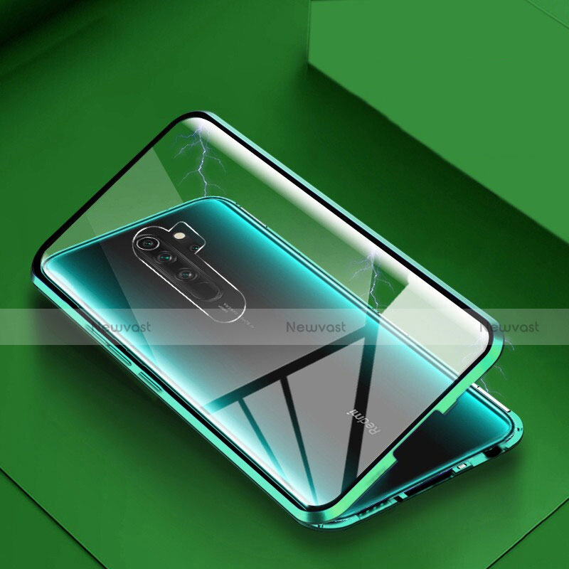 Luxury Aluminum Metal Frame Mirror Cover Case 360 Degrees T04 for Xiaomi Redmi Note 8 Pro Green