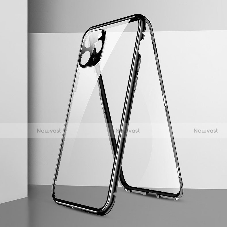 Luxury Aluminum Metal Frame Mirror Cover Case 360 Degrees T05 for Apple iPhone 11 Pro Max Black