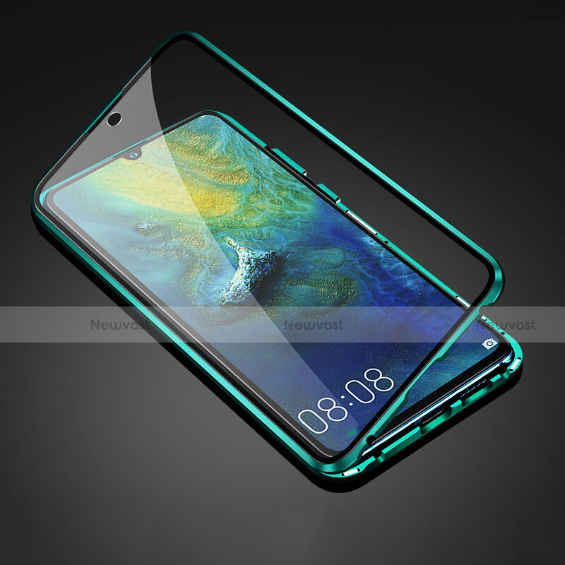 Luxury Aluminum Metal Frame Mirror Cover Case 360 Degrees T05 for Huawei Mate 20 Green