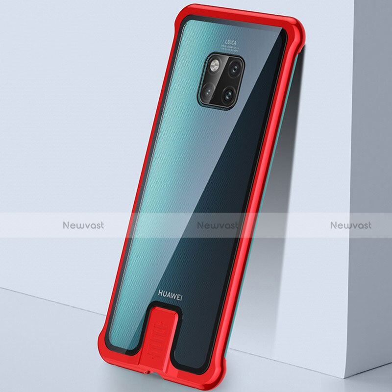 Luxury Aluminum Metal Frame Mirror Cover Case 360 Degrees T05 for Huawei Mate 20 Pro Red