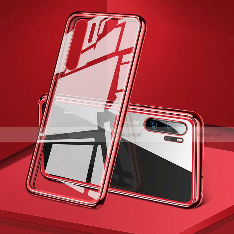 Luxury Aluminum Metal Frame Mirror Cover Case 360 Degrees T05 for Huawei P30 Pro New Edition Red