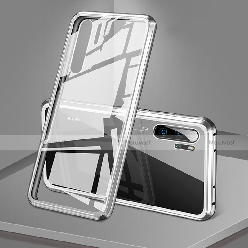 Luxury Aluminum Metal Frame Mirror Cover Case 360 Degrees T05 for Huawei P30 Pro New Edition White