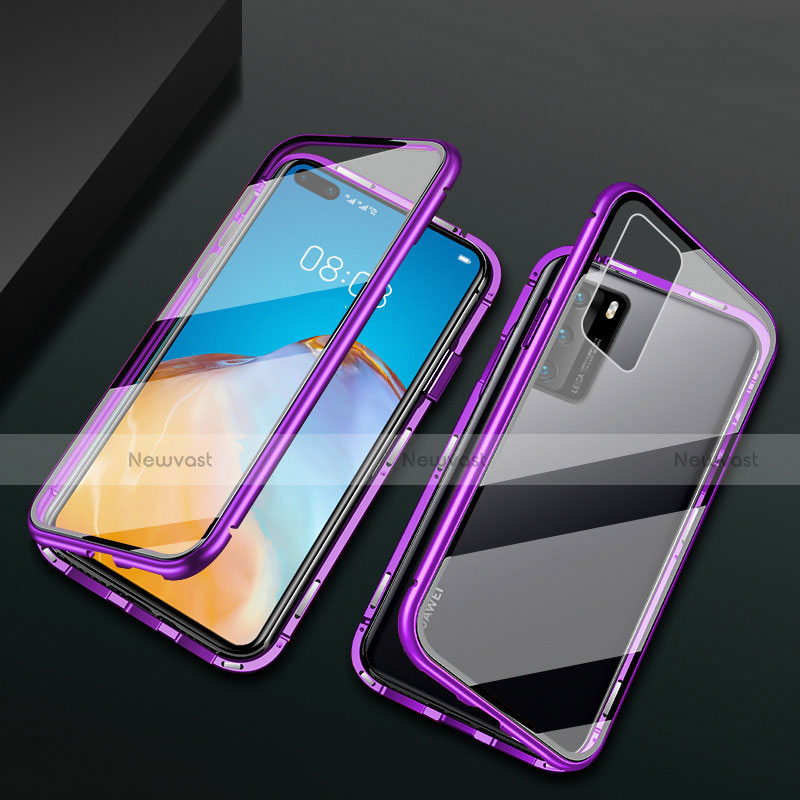 Luxury Aluminum Metal Frame Mirror Cover Case 360 Degrees T05 for Huawei P40