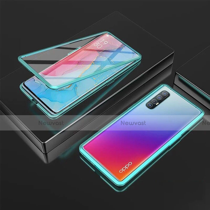 Luxury Aluminum Metal Frame Mirror Cover Case 360 Degrees T05 for Oppo Find X2 Neo Green