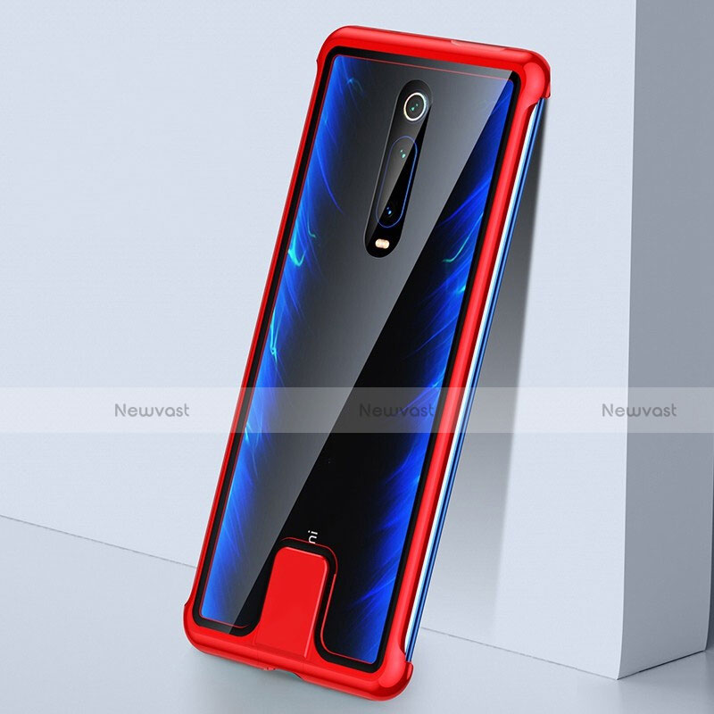 Luxury Aluminum Metal Frame Mirror Cover Case 360 Degrees T05 for Xiaomi Mi 9T Pro Red