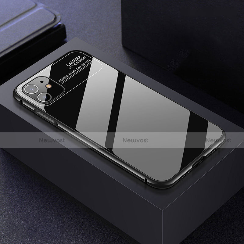 Luxury Aluminum Metal Frame Mirror Cover Case 360 Degrees T06 for Apple iPhone 11 Black