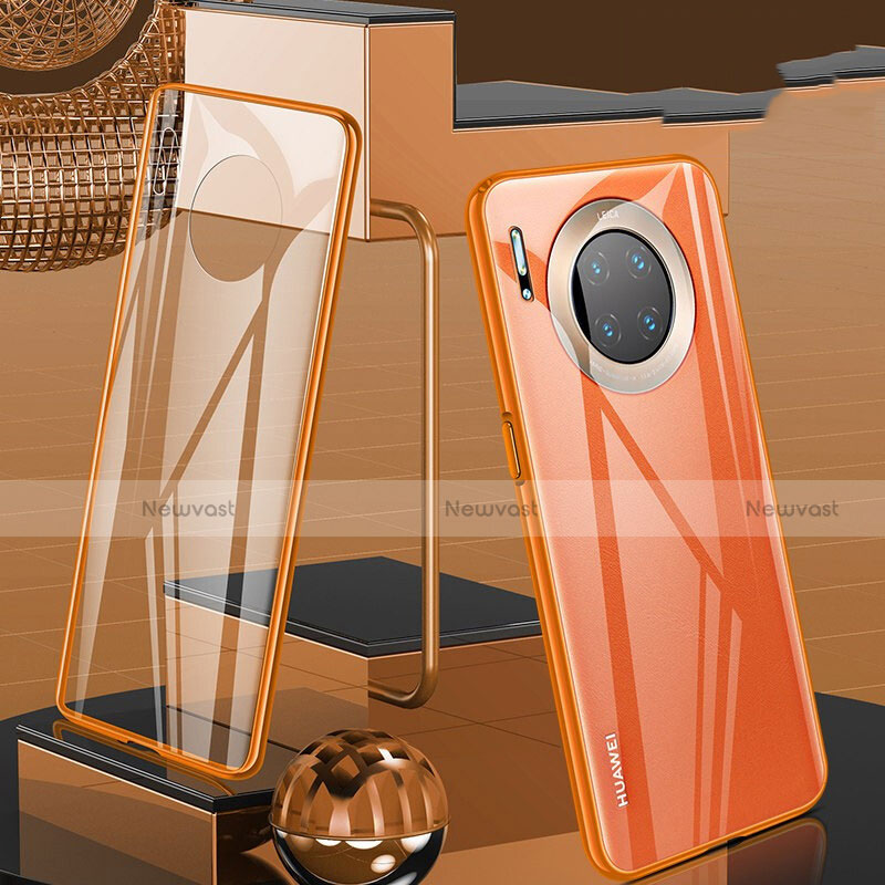 Luxury Aluminum Metal Frame Mirror Cover Case 360 Degrees T06 for Huawei Mate 30E Pro 5G Orange
