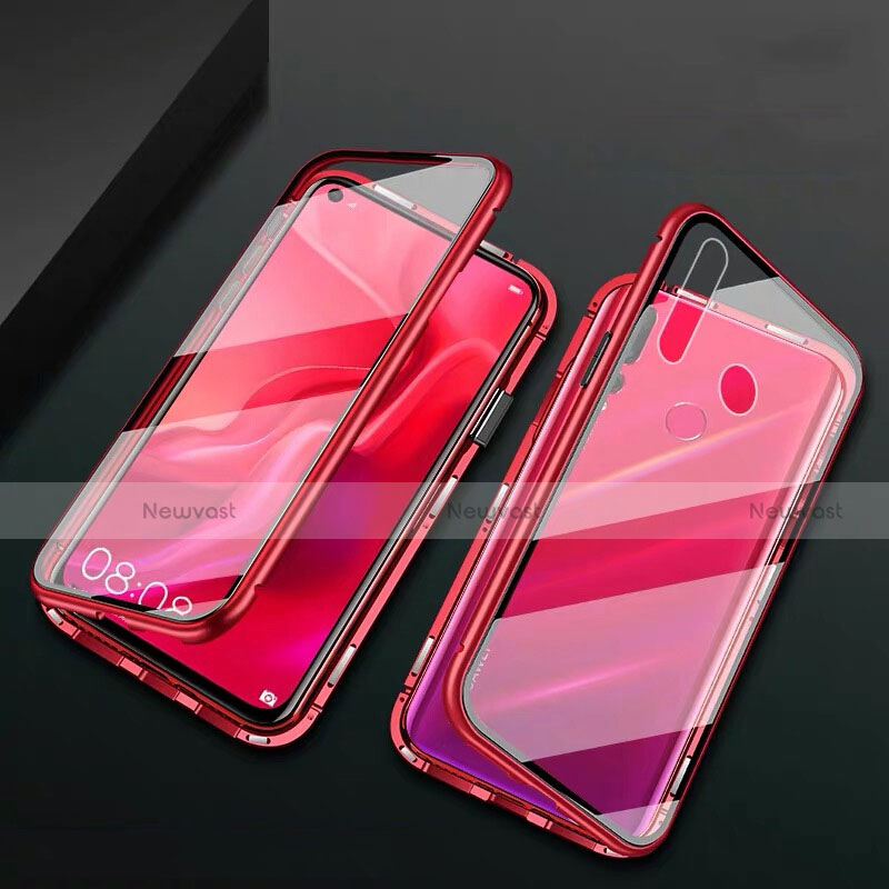Luxury Aluminum Metal Frame Mirror Cover Case 360 Degrees T06 for Huawei P30 Lite Red