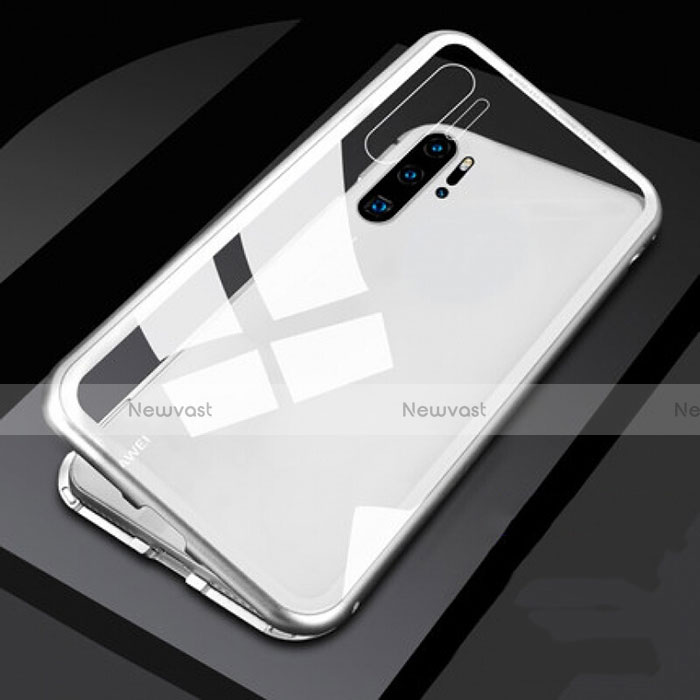 Luxury Aluminum Metal Frame Mirror Cover Case 360 Degrees T06 for Huawei P30 Pro White
