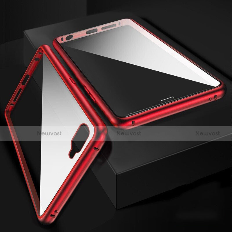 Luxury Aluminum Metal Frame Mirror Cover Case 360 Degrees T06 for Oppo R15X Red