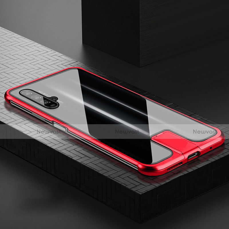 Luxury Aluminum Metal Frame Mirror Cover Case 360 Degrees T07 for Huawei Nova 5T Red