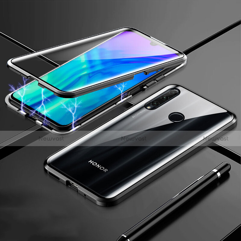 Luxury Aluminum Metal Frame Mirror Cover Case 360 Degrees T07 for Huawei P Smart+ Plus (2019) Black