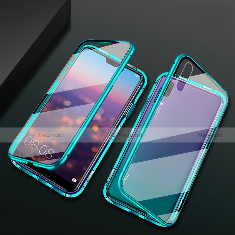 Luxury Aluminum Metal Frame Mirror Cover Case 360 Degrees T07 for Huawei P20