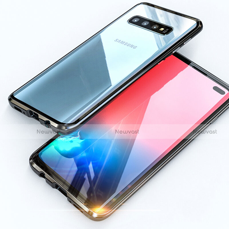 Luxury Aluminum Metal Frame Mirror Cover Case 360 Degrees T07 for Samsung Galaxy S10 Plus Black