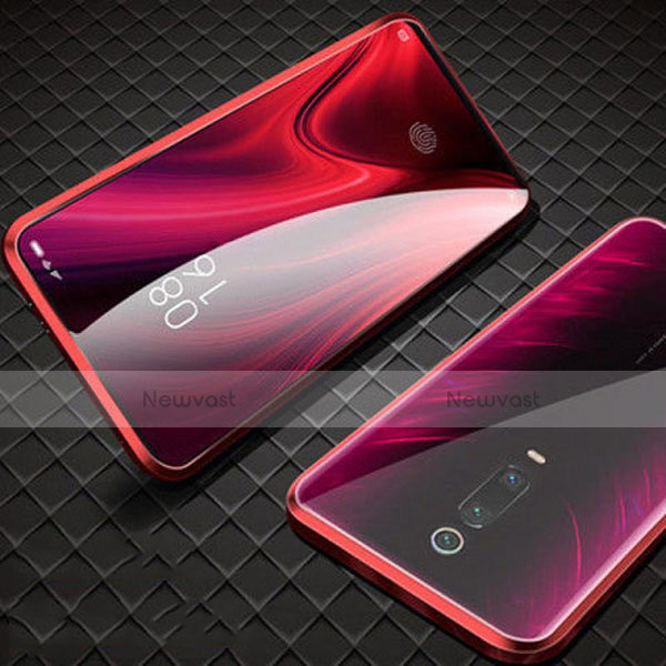 Luxury Aluminum Metal Frame Mirror Cover Case 360 Degrees T07 for Xiaomi Mi 9T Pro Red