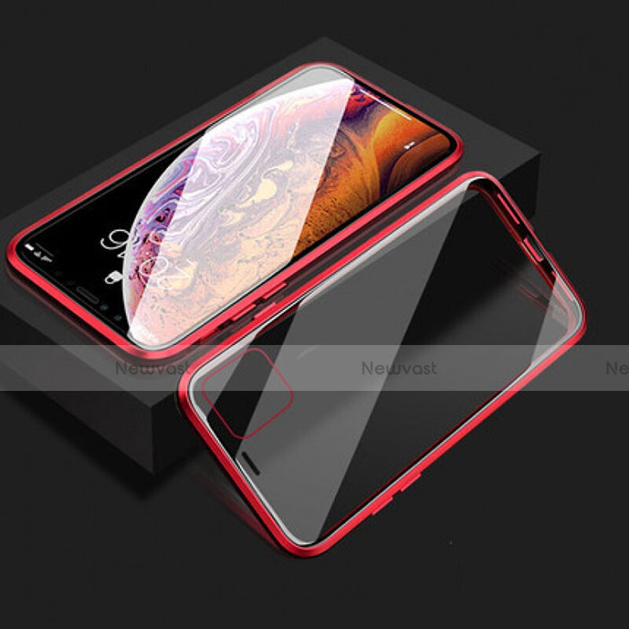 Luxury Aluminum Metal Frame Mirror Cover Case 360 Degrees T08 for Apple iPhone 11 Red