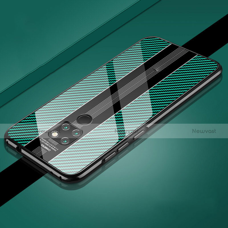 Luxury Aluminum Metal Frame Mirror Cover Case 360 Degrees T08 for Huawei Mate 20 Green