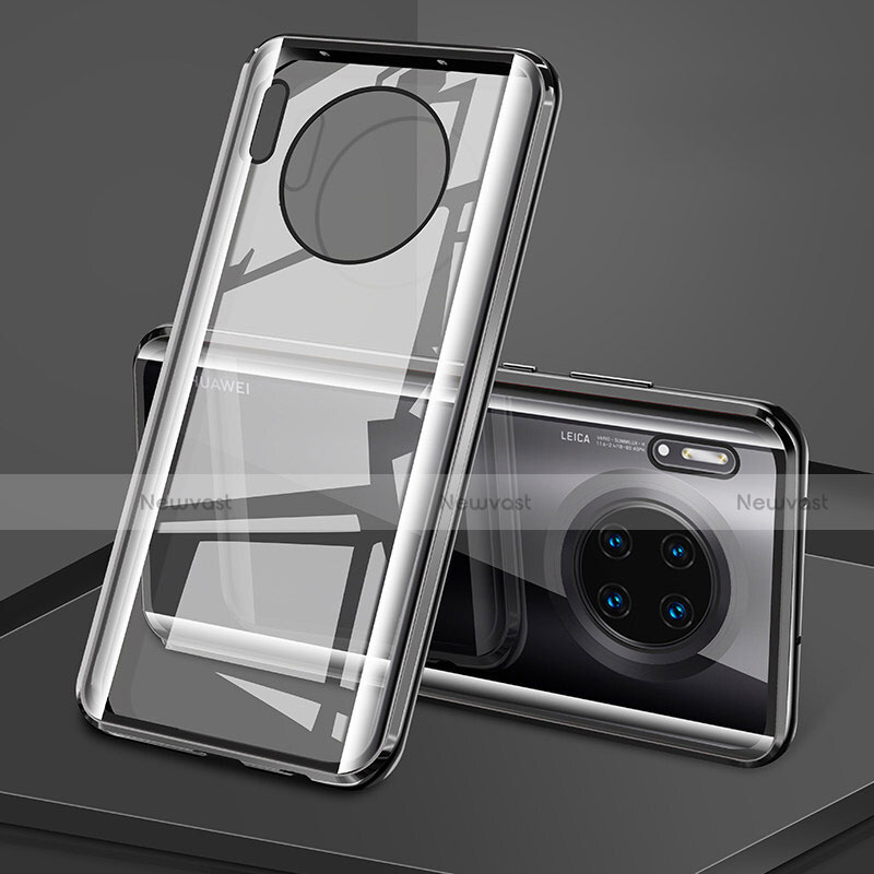 Luxury Aluminum Metal Frame Mirror Cover Case 360 Degrees T08 for Huawei Mate 30E Pro 5G Black