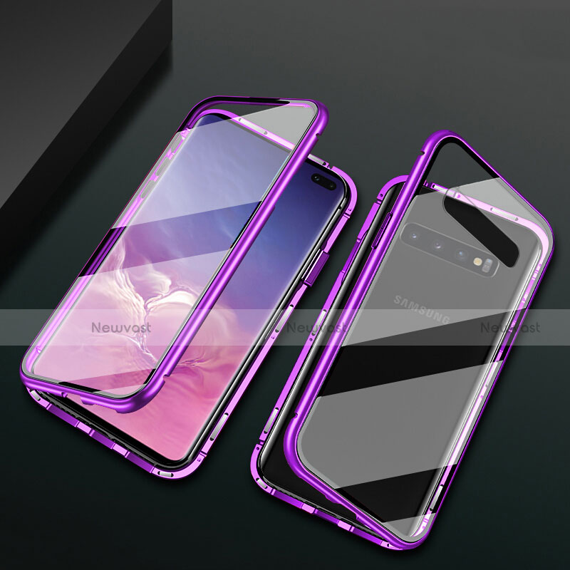 Luxury Aluminum Metal Frame Mirror Cover Case 360 Degrees T08 for Samsung Galaxy S10 Plus