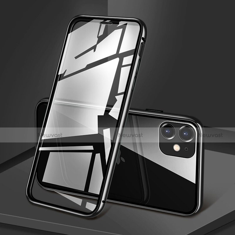 Luxury Aluminum Metal Frame Mirror Cover Case 360 Degrees T09 for Apple iPhone 11 Black