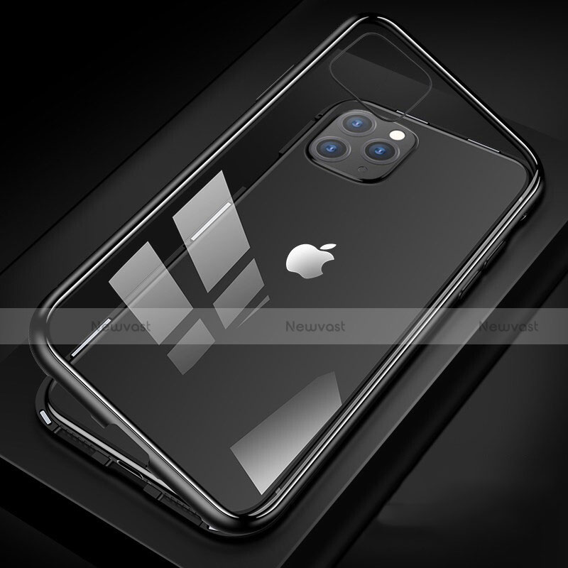 Luxury Aluminum Metal Frame Mirror Cover Case 360 Degrees T09 for Apple iPhone 11 Pro Black
