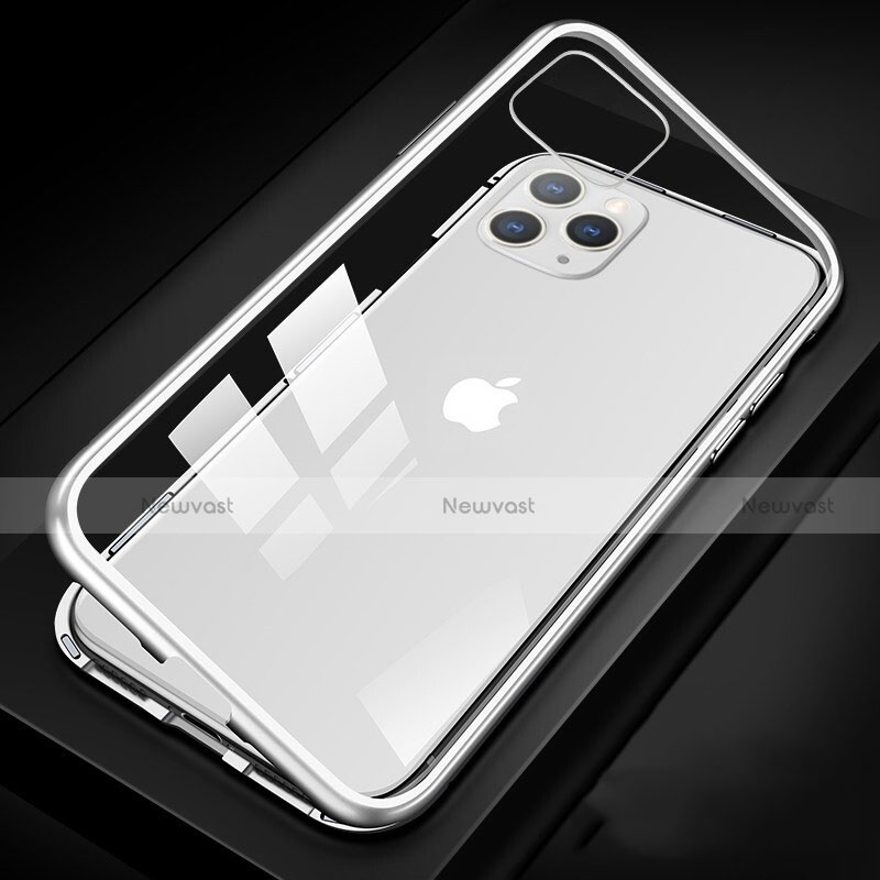 Luxury Aluminum Metal Frame Mirror Cover Case 360 Degrees T09 for Apple iPhone 11 Pro Max White