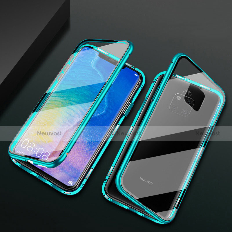 Luxury Aluminum Metal Frame Mirror Cover Case 360 Degrees T09 for Huawei Mate 20 Pro Green