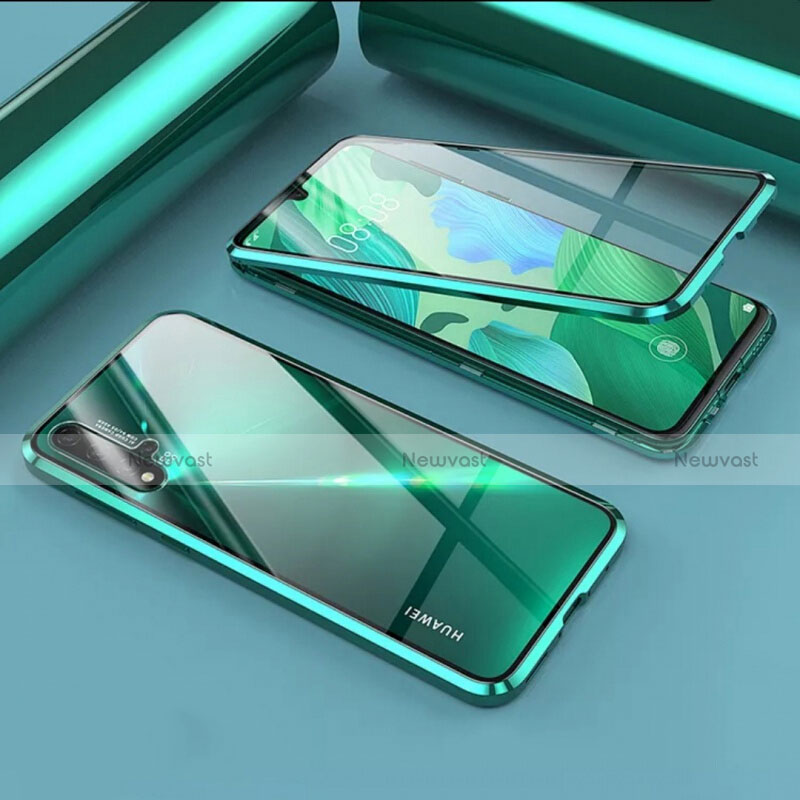 Luxury Aluminum Metal Frame Mirror Cover Case 360 Degrees T09 for Huawei Nova 5 Green