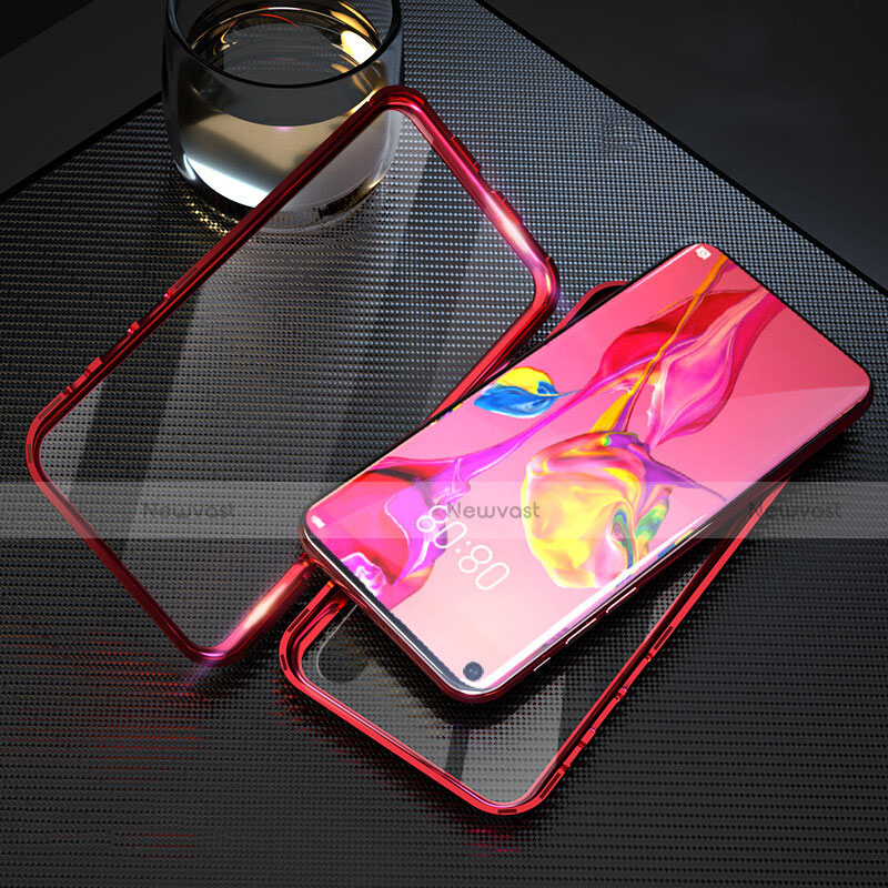 Luxury Aluminum Metal Frame Mirror Cover Case 360 Degrees T09 for Huawei Nova 5T Red