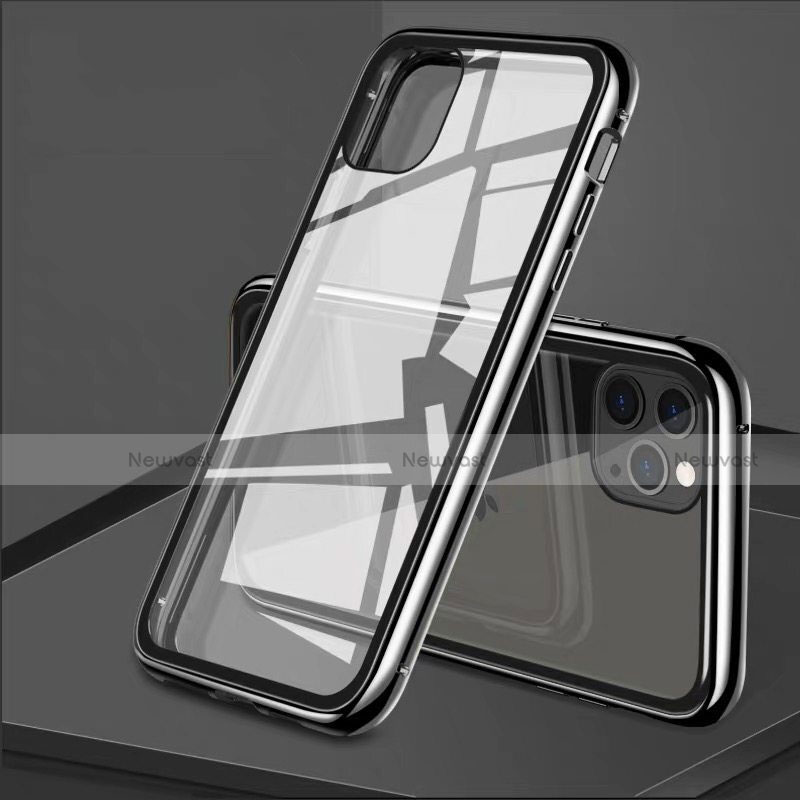 Luxury Aluminum Metal Frame Mirror Cover Case 360 Degrees T10 for Apple iPhone 11 Pro Black