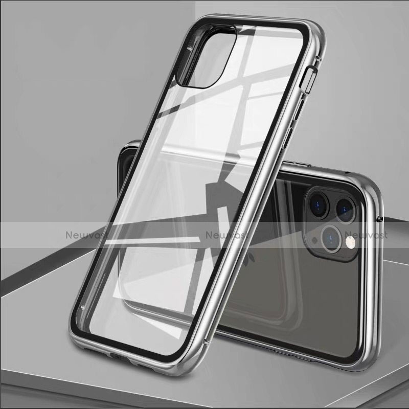 Luxury Aluminum Metal Frame Mirror Cover Case 360 Degrees T10 for Apple iPhone 11 Pro Silver