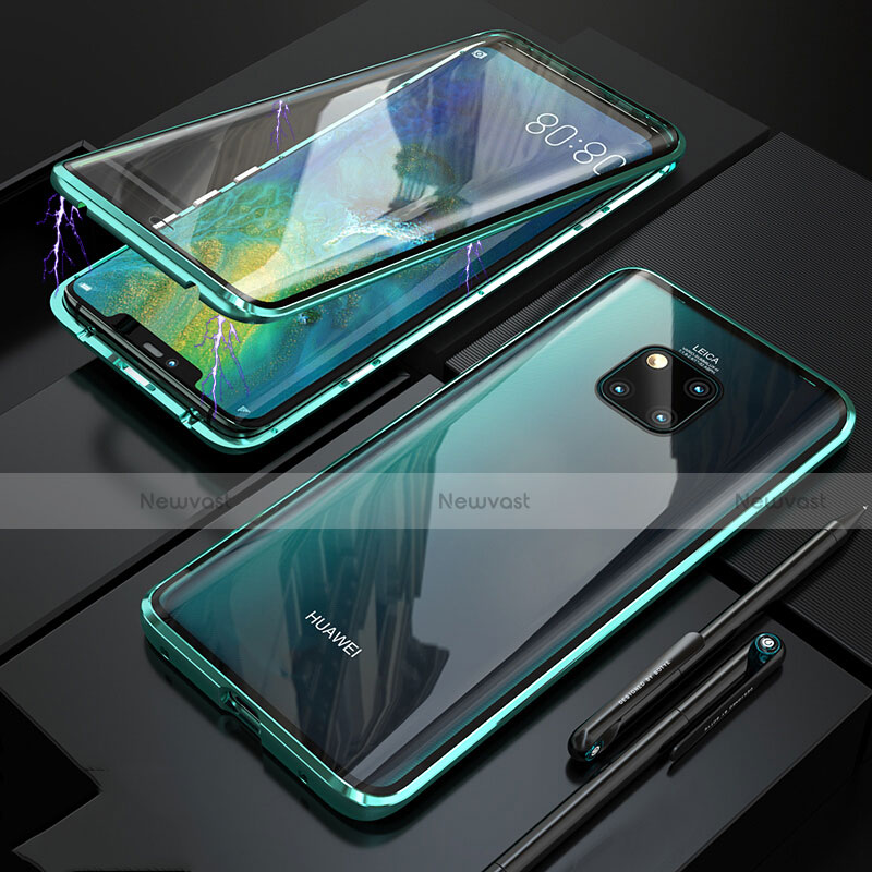 Luxury Aluminum Metal Frame Mirror Cover Case 360 Degrees T10 for Huawei Mate 20 Pro Green