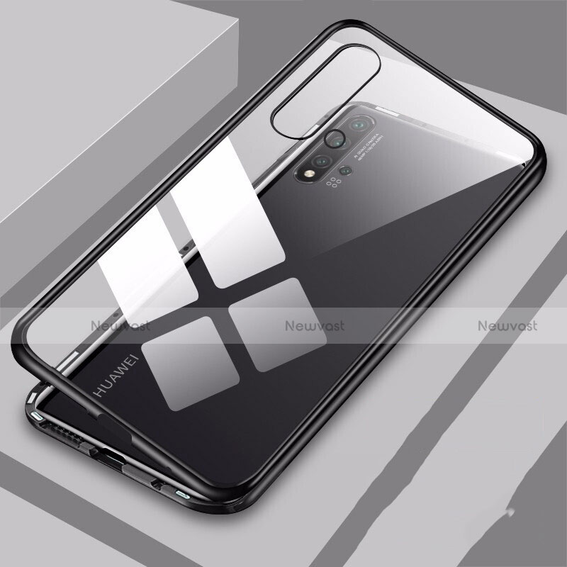 Luxury Aluminum Metal Frame Mirror Cover Case 360 Degrees T10 for Huawei Nova 5 Pro Black